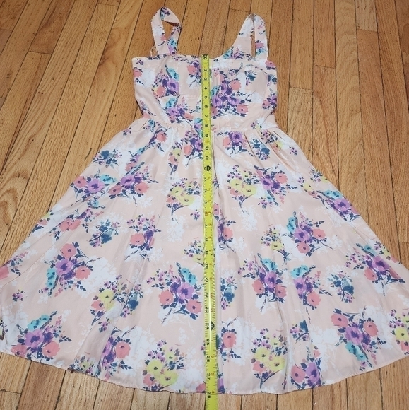 𝅺LC Lauren Conrad Women's Fit & Flare Sweetheart Floral Pink Dress - Picture 2 of 13